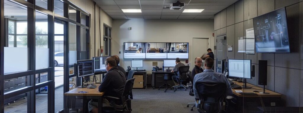 Efficient Ways to Manage Welding Services in Wimberley Texas a professional office setting showcases a large screen displaying detailed welding contractor reviews alongside engaged individuals discussing insights, emphasizing informed decision-making in selecting local services in wimberley, texas.